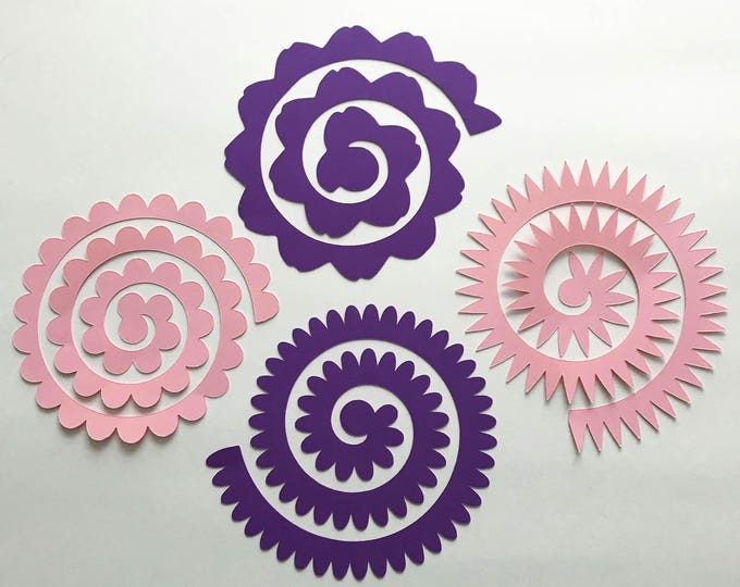 Paper Flowers -SVG/PNG Set 1 Swirl Rosette Paper Flower Template- DIY Cricut and Silhouette machines ready-