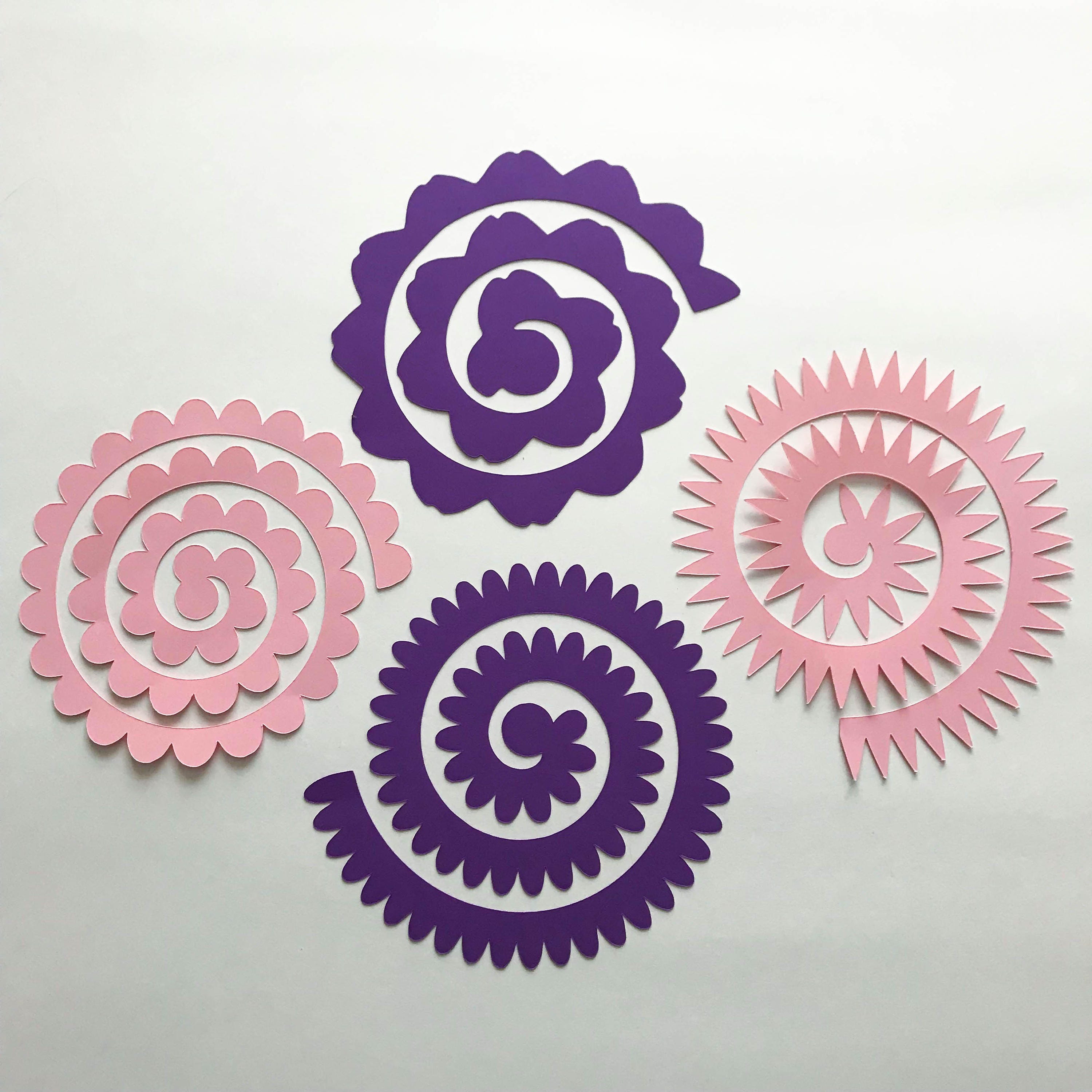 Paper Flowers -SVG/PNG Set 1 Swirl Rosette Paper Flower Template- DIY ...