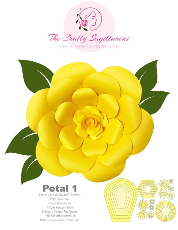 Download Free Svg Dxf Paper Flowers Petal 1 Template For Cutting Machine Etsy SVG Cut Files