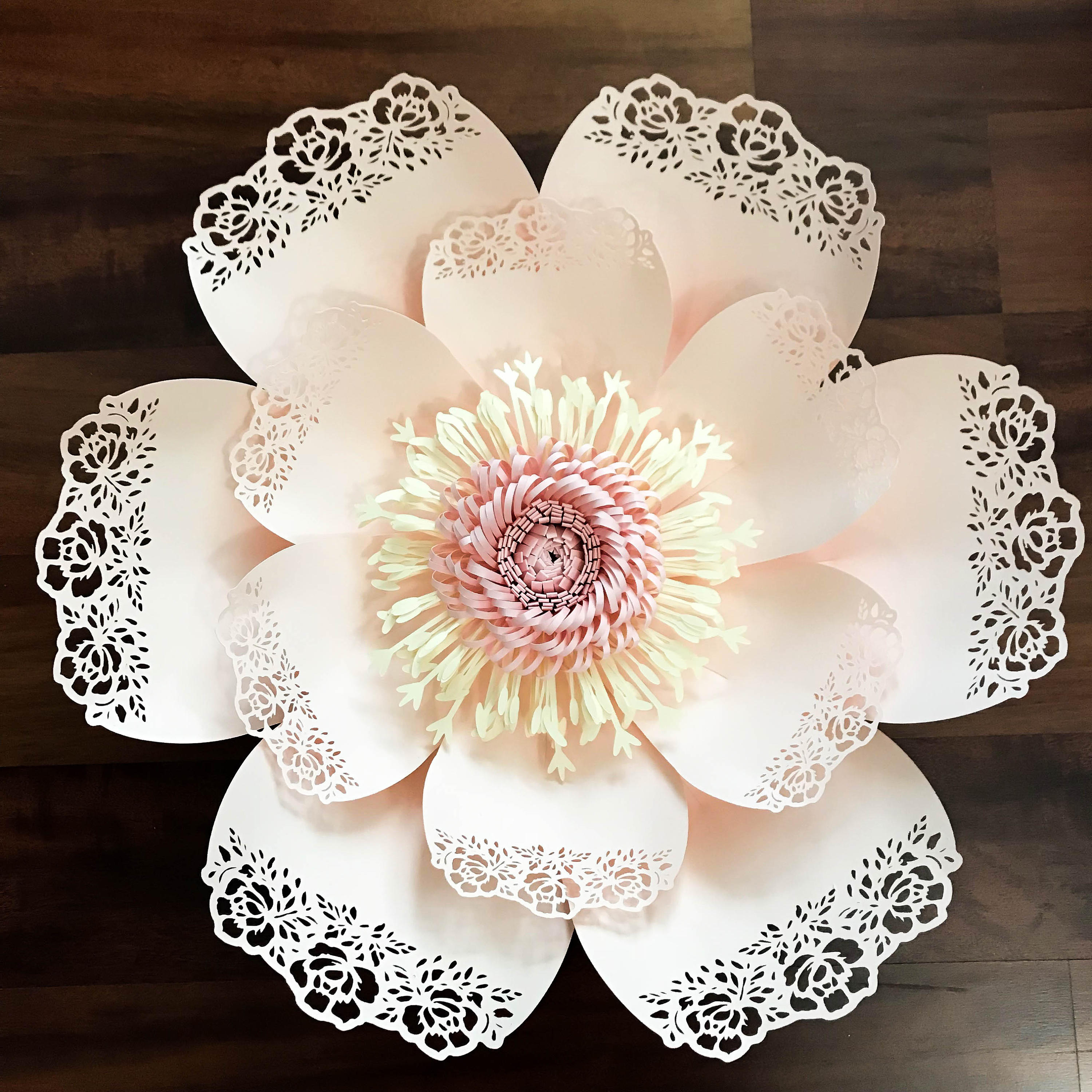 LARGE PAPER FLOWERS Lace Petal 5 Home Decor Gifts Crafty