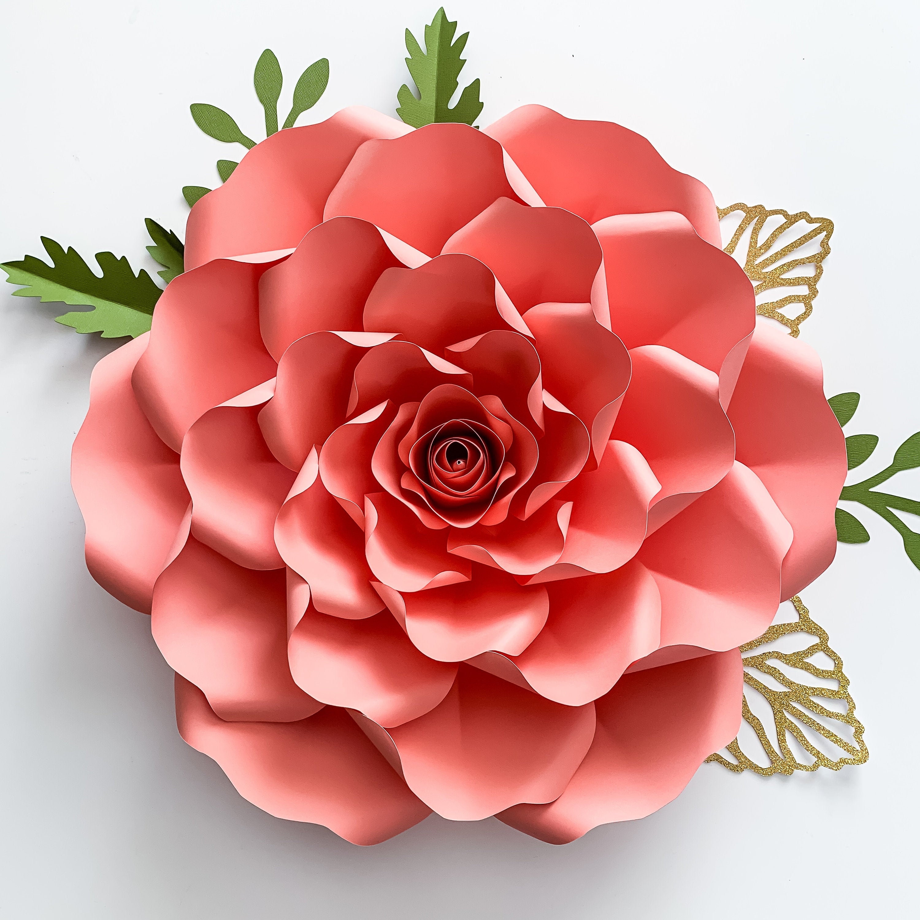 ROSE BUD paper flower template (one piece rose) and video tutorial –  PaperProTutorials