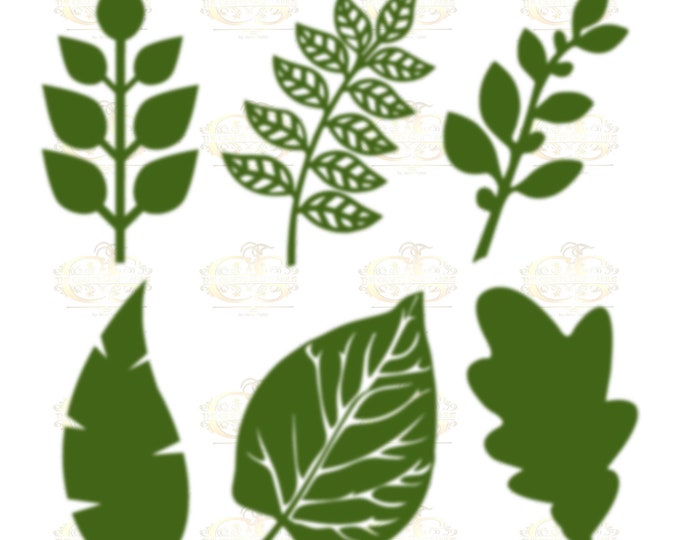 Set 3 Svg Png Dxf 6 different Leaves for Paper Flowers- MACHINE use Only (Cricut and Silhouette) DIY and Handmade Leaves Templates