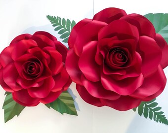 Paper Flowers- SVG COMBO of Large and Medium Rose Paper Flower Template- Bud included (15-16" and 19-21")