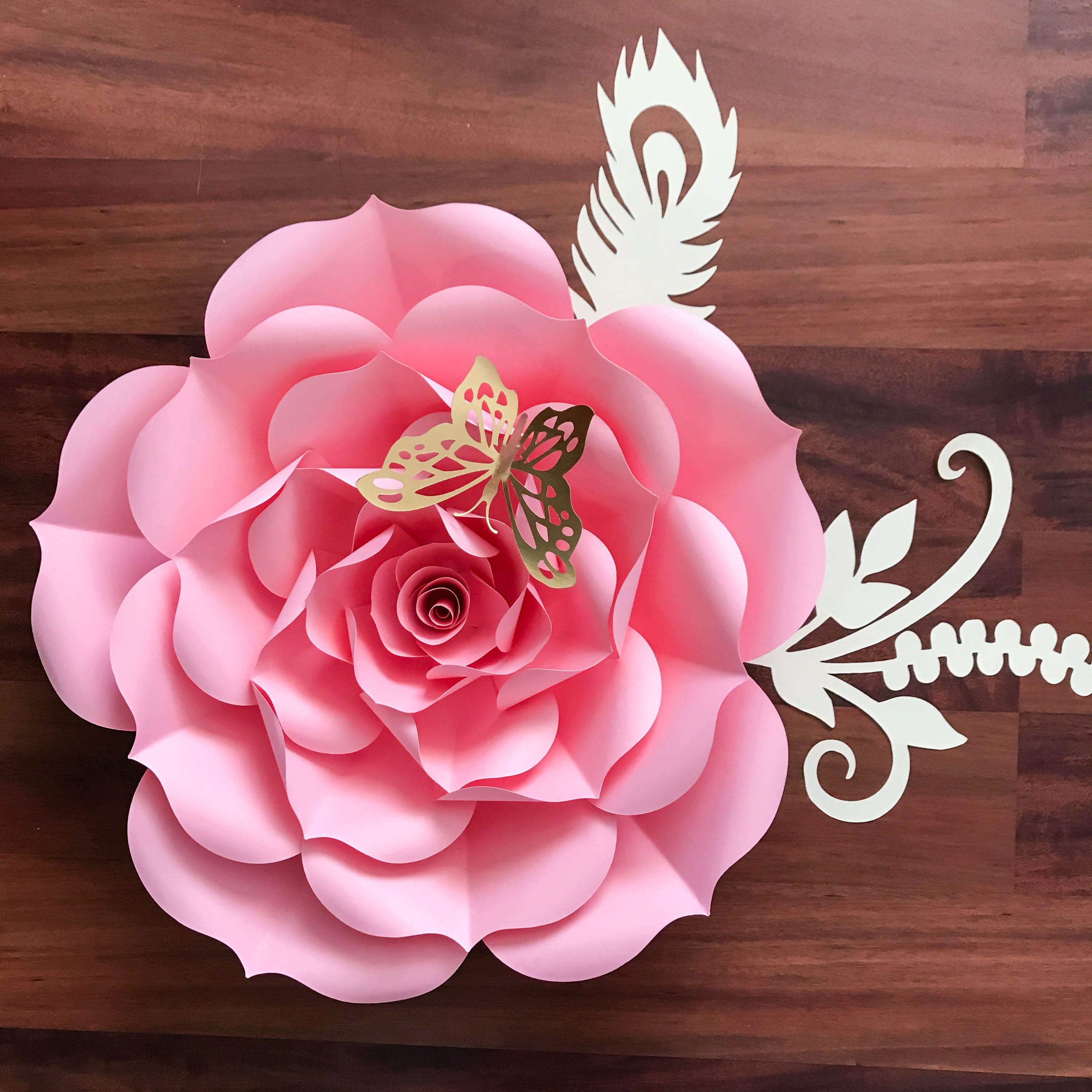 ROSE BUD paper flower template (one piece rose) and video tutorial –  PaperProTutorials