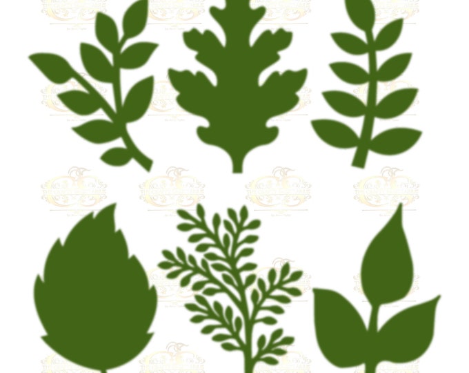 Set 15 Svg Png Dxf 6 different Leaves for Paper Flowers- MACHINE use Only (Cricut and Silhouette) DIY and Handmade Leaves Templates