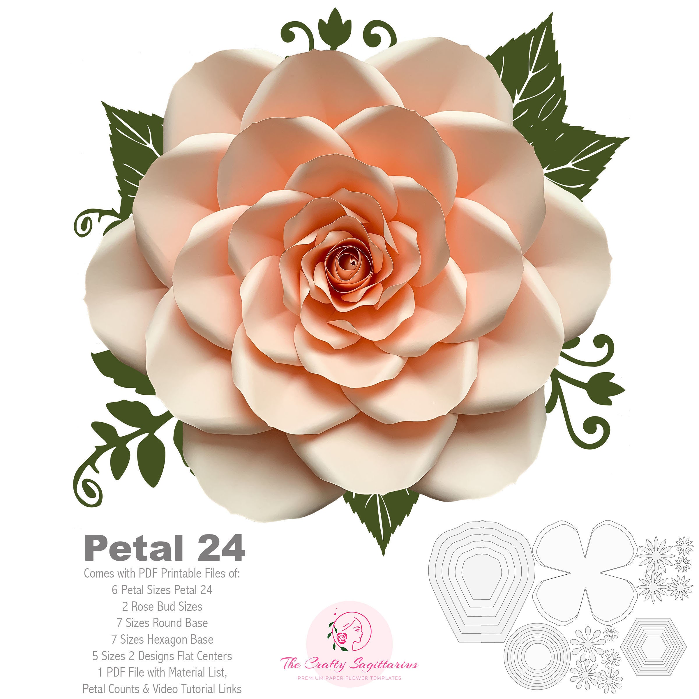 Download PDF Petal 24 Printable DIY Giant Paper Flower Template ...