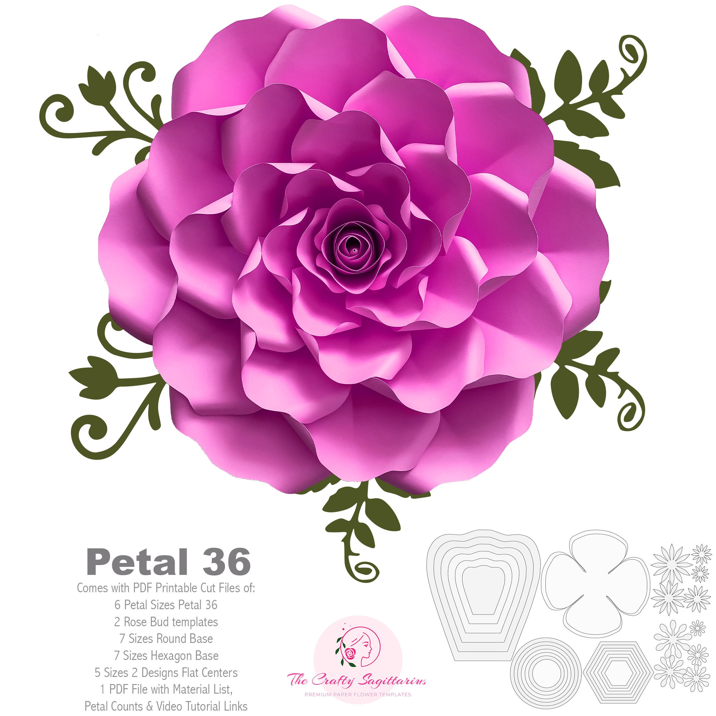 pdf petal 36 paper flowers template w rose bub center