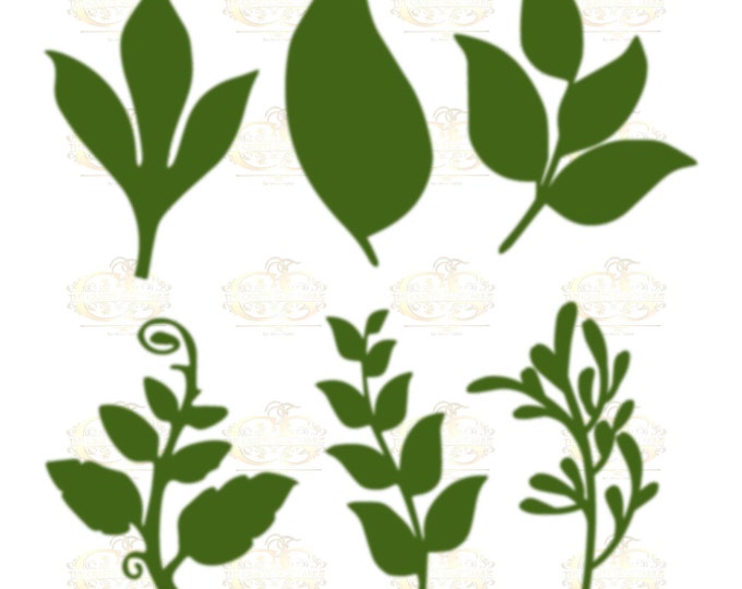 Set 25 Svg Png Dxf 6 different Leaves for Giant Paper Flowers MACHINE use Only Cricut and Silhouette DIY and Handmade Leaves Templates