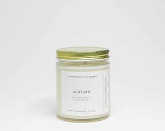 Autumn Soy Candle | Woody Scent | Essential Oil | Ecclesiastes 3:1 | 8oz Fall Candle | Cedarwood and Clove Candle | Vegan