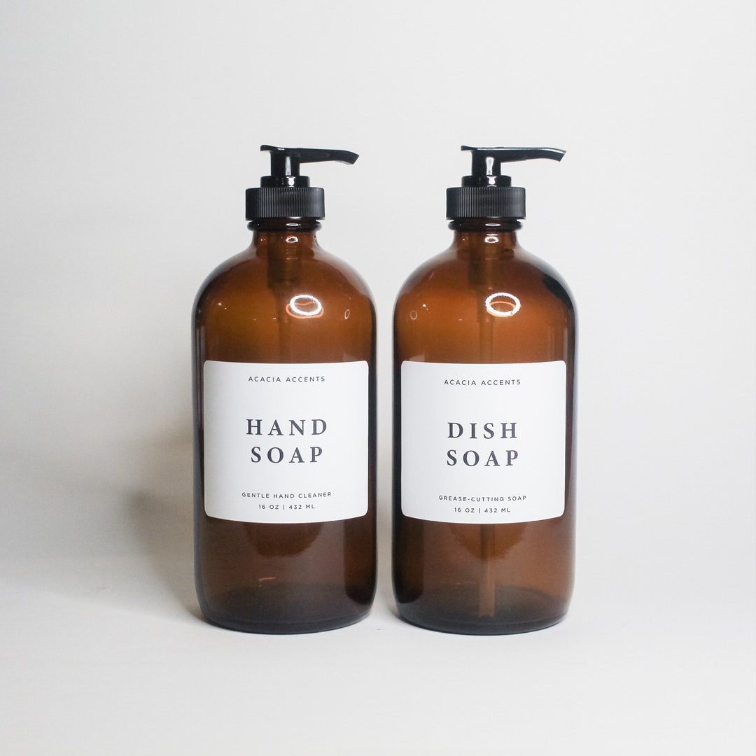 Hand Soap & Dish Soap Dispensers Amber Jar Dispensers Etsy