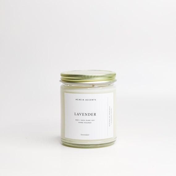 Lavender Candle | 8oz Soy Candle | Hand-Poured Candle | 100% Soy Candle | Essential Oil Candle | Cotton Wick Candle
