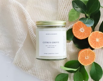 Citrus Grove Candle | 8oz Soy Candle |  Citrus Soy Candle | Essential Oil Candle | Spa Candle | Kitchen Citrus Candle