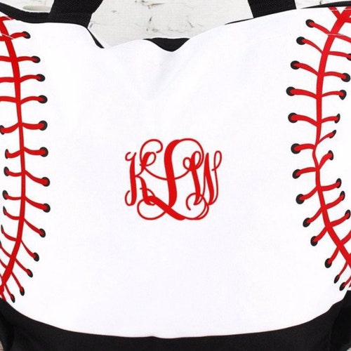Baseball Mom Monogram Canvas Tote Shoulder Bag Personalize Etsy