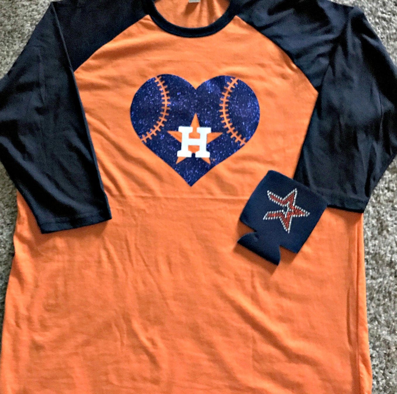 Astros Raglan Baseball Shirt Love Astros Glitter Heart Etsy