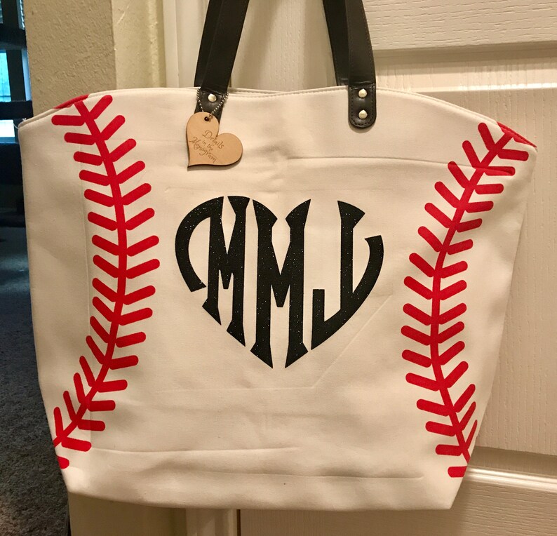 Baseball Tote Monogram Baseball Tote Mom Gift Etsy