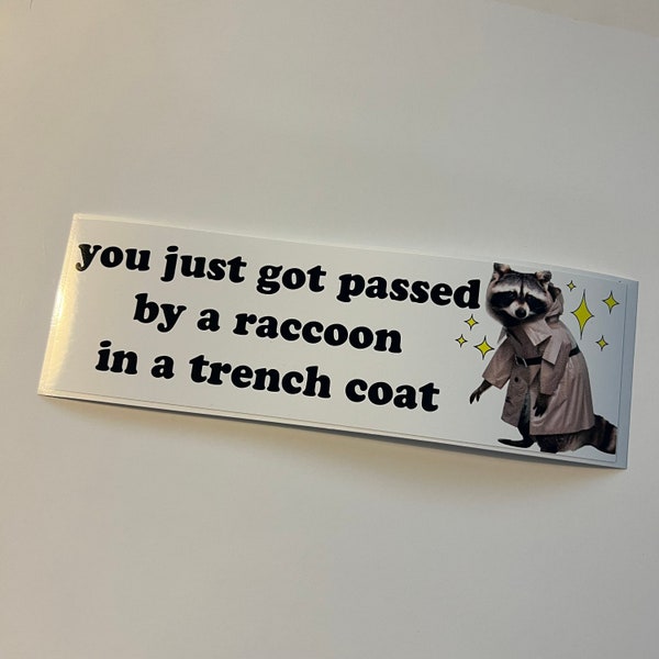 You just got passed by a raccoon in a trench coat funny bumper sticker