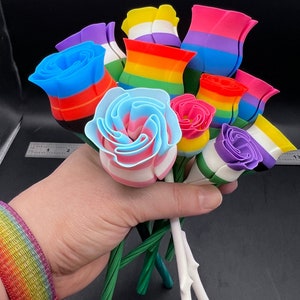 Pride Roses 3D Printed - Rainbow, Trans and more! Gifts or decorations
