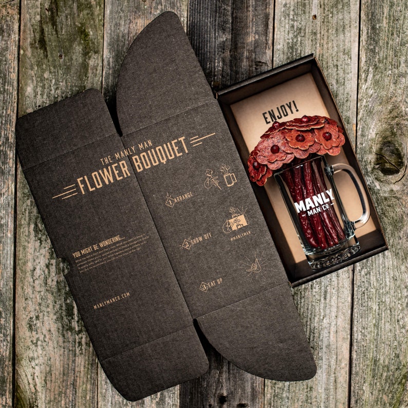 Beef Jerky Flower Bouquet & Beer Mug Etsy