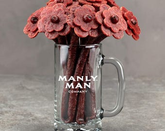 Beef Jerky Flower Bouquet & Beer Mug
