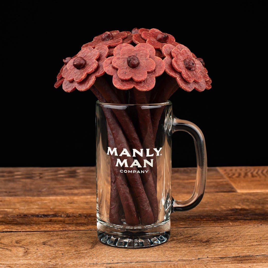 Valentine's Day Gift - Beef Jerky Flower Bouquet & Beer Mug - for ...