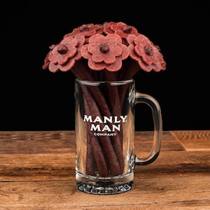 Valentine's Day Gift - Beef Jerky Flower Bouquet & Beer Mug - for Husband, Boyfriend, Father