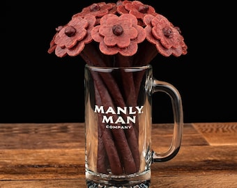 Valentine's Day Gift - Beef Jerky Flower Bouquet & Beer Mug - for Husband, Boyfriend, Father