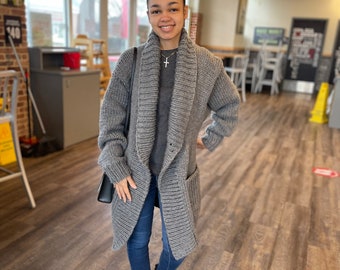 Chunky Knit Oversized Cardigan - Machine Washable Acrylic