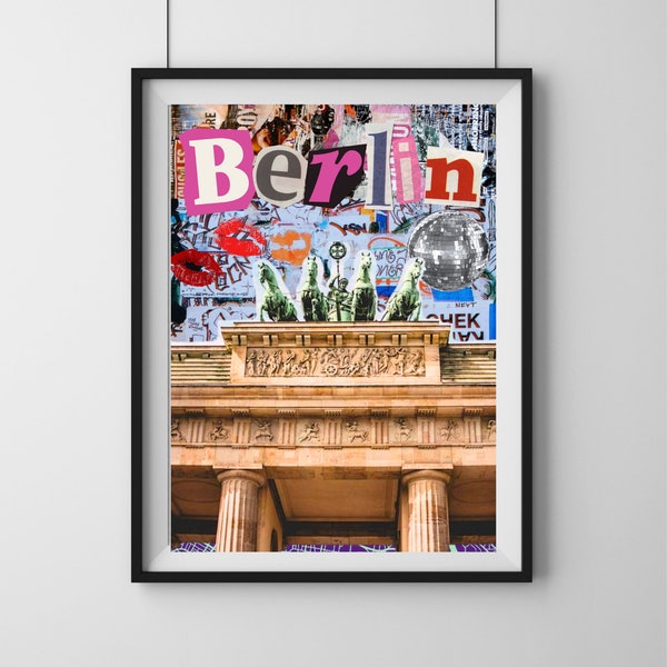 Berlin Poster, Berlin Wall Art, Berlin Art Poster, Berlin City Poster, Berlin Artwork, Berlin Travel, Collage Poster