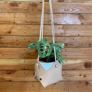 Vegan Leather Hanging Plant Basket