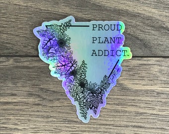 Proud Plant Addict Holographic Black/White Triangle Sticker