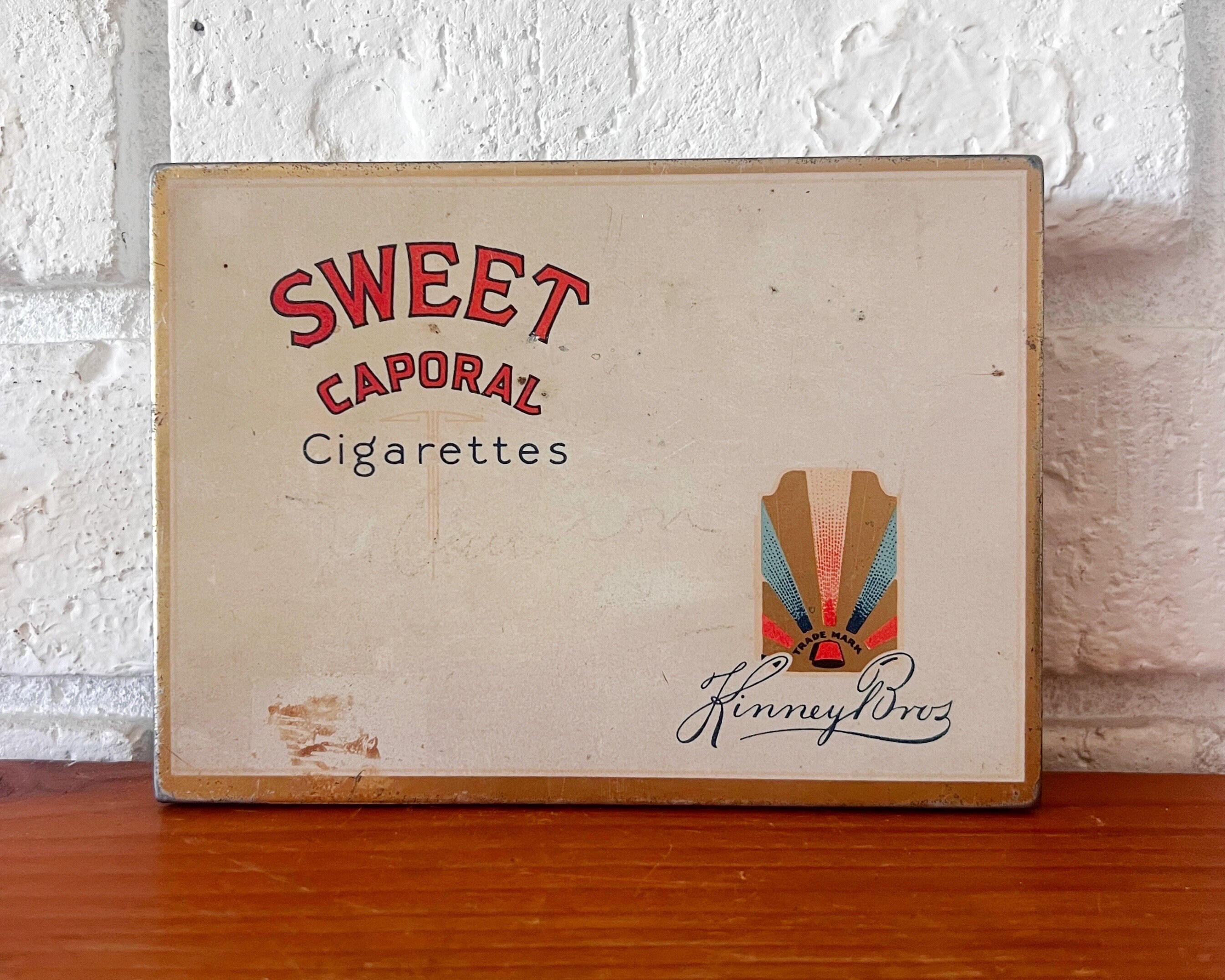 Vintage Cigarette Tin, Sweet Caporal Cigarettes, Coloectable Tin Case,  Kinney Bros, Imperial Tobacco Co