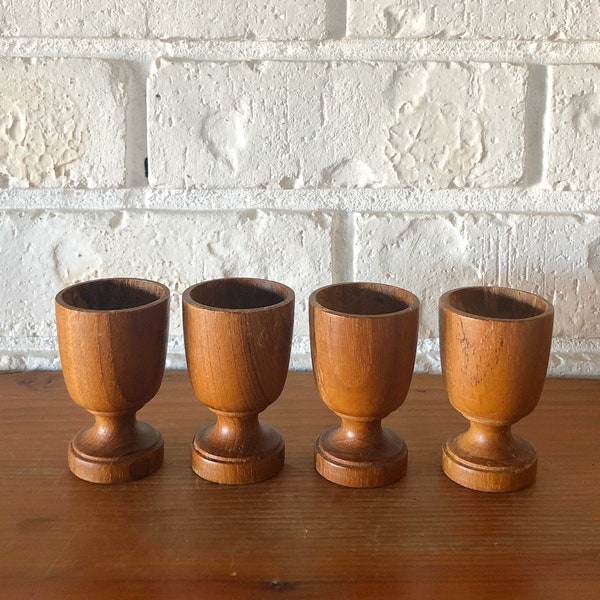 Vintage Wooden Egg Cups Set Of 4