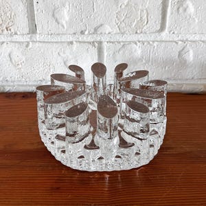 Vintage Bel Mondo Ice Glass Tea Light Holder Trivet | West German Crystal Coffee Pot Warmer | 1970s 1980s Mid Century Decor