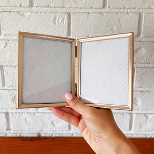 Vintage Brass Small Brass Double Fold Out Picture Frame 4 x 5 inch