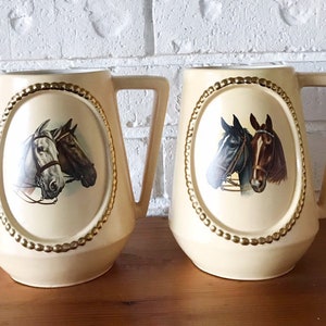 Large Vintage Shabby Chic Style Horse Mugs