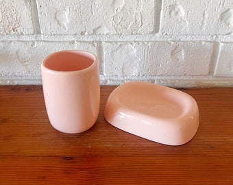 Vintage 90s Pink Soap Dish & Toothbrush Holder Colour