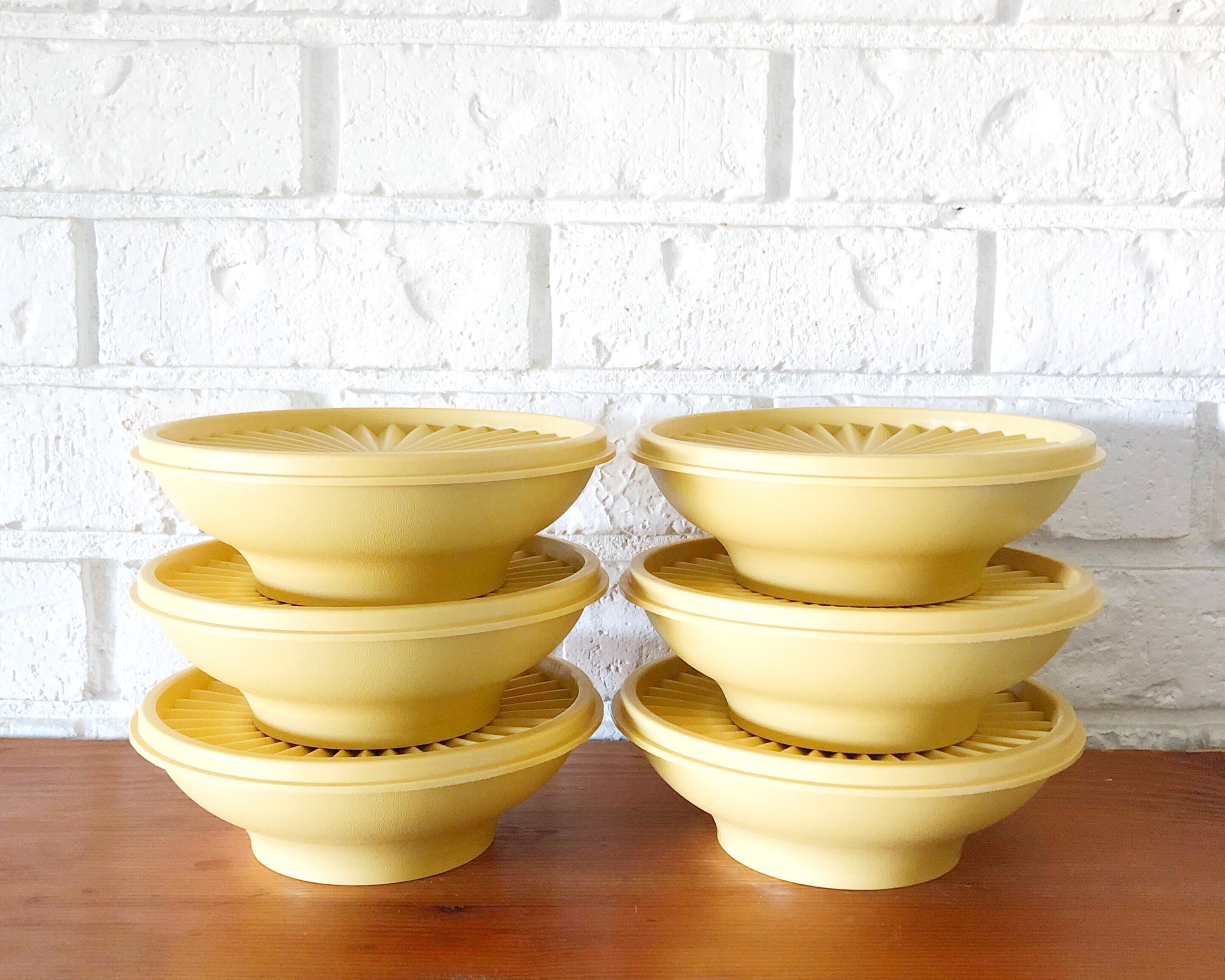 Vintage Tupperware Salad / Cereal Bowls Set Of 6 With Lids Etsy