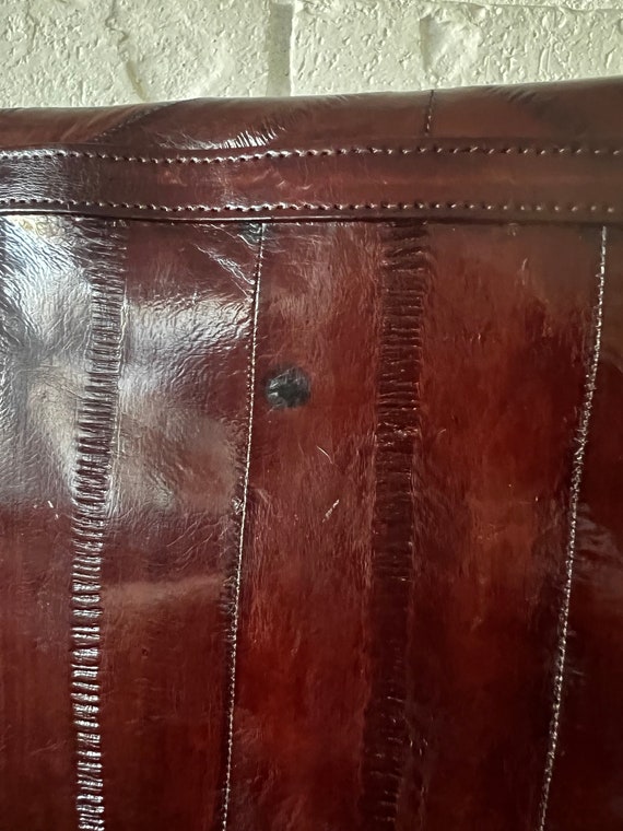 Vintage 80s Dark Brown Eel Skin Clutch Handbag - image 4