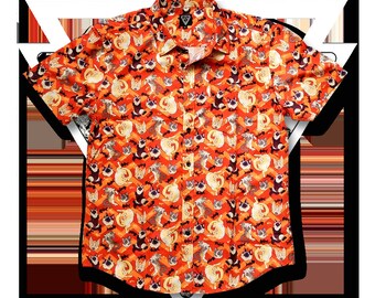 cat print button down shirt