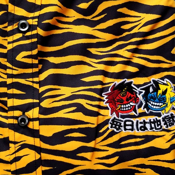 Oni Demon Tiger Print Button Up | Etsy 
