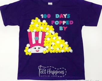 100 Days of School Shirt, Shopkins Popcorn, Piggy Bank, Skittles, Handmade, Boy Girl Shirt, Accessories, Gift By Hand