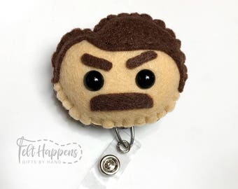 Ron Swanson Badge Reel, Ornament, Felt Ron Swanson, Treat Yo' Self, Stethoscope Accessory, Badge Holder, Retractable, Nurse