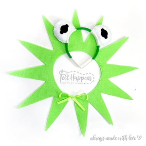 Kermit Muppet Inspired Costume, Frog Eyes, Collar, Halloween, Handmade, Photo Prop,Birthday Party Favor