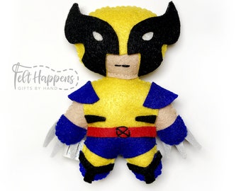 Superhero Mutant Stubby, X Men, Stocking Stuffer, Handmade Felt Doll, Plush, Gift By Hand