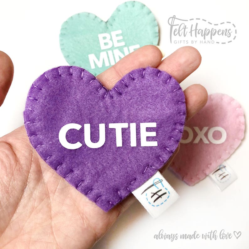 Conversation Heart, Love, Valentine's, Felt Candy Holder,Anniversary, Baby Shower, Party Favor, School Class, Gift By Hand image 5