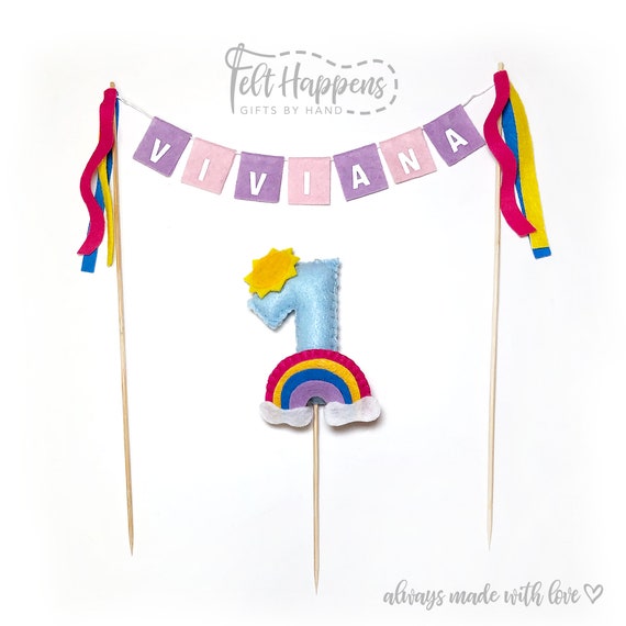 Rainbow Cake Topper Number Cake Topper Kids Party Birthday - Etsy