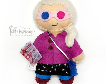 Luna Lovegood Stubby, Hogwarts, The Quibbler, Stocking Stuffer, Handmade Felt Doll, Plush, Gift By Hand