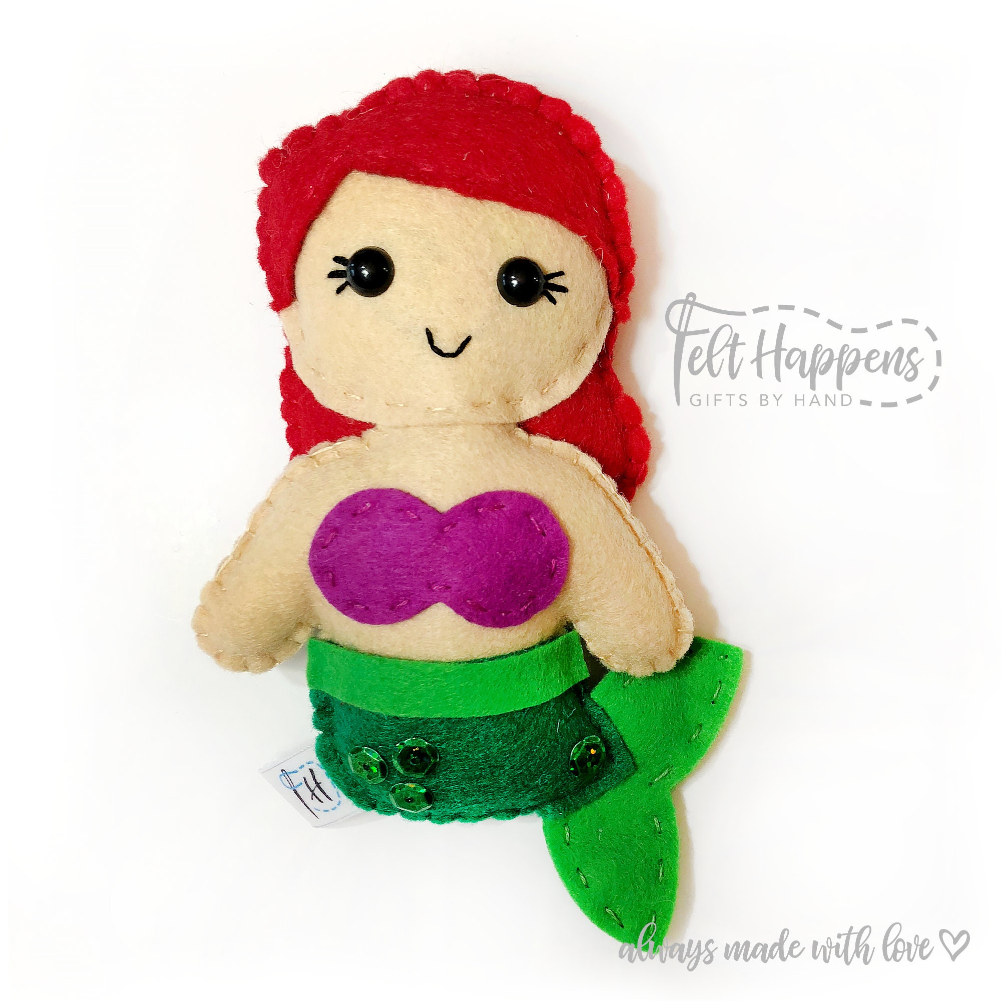 Azalea the Mermaid handmade plush organic toy 