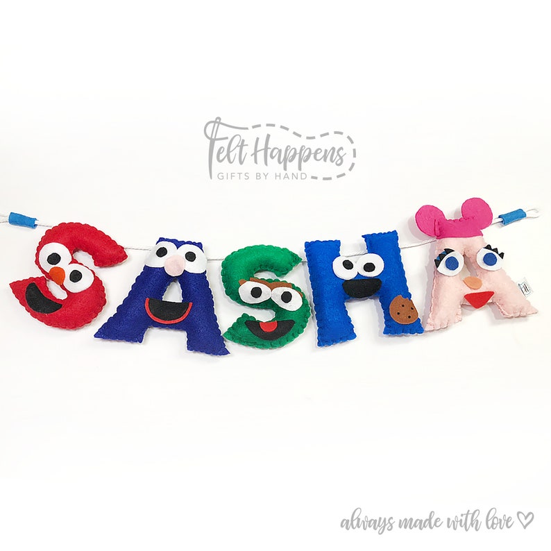 Ship After Xmas Sesame Street Inspired Banner Bedroom Decor Wall Hanging Personalized Home Decor Nursery Baby Shower Gift By Hand