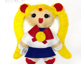 Sailor Moon Stubby, Stocking Stuffer, Handmade Felt Doll, Plush, Gift By HandSHIP AFTER XMAS